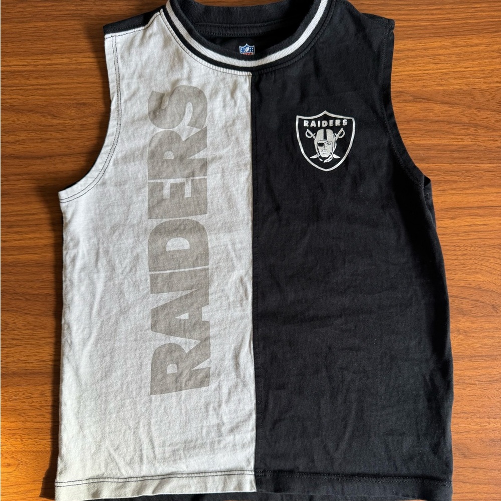 NFL Raiders Kids Sleeveless Black and Gray Tank Top